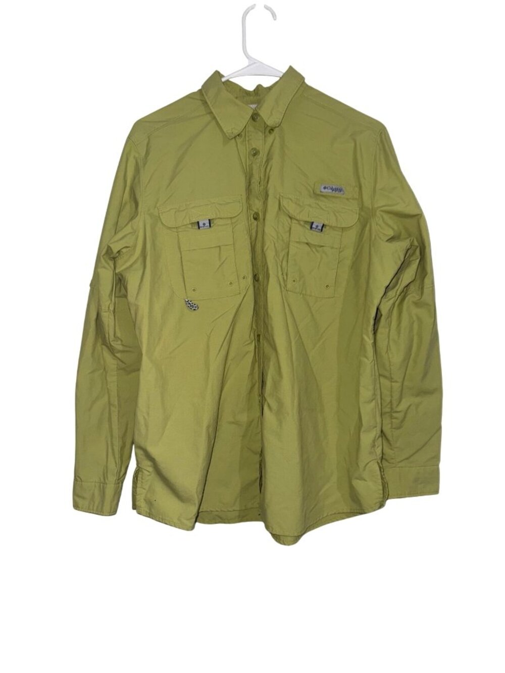 Columbia PFG Mens Long-Sleeve Vented Fishing Shirt Lime Green Size L